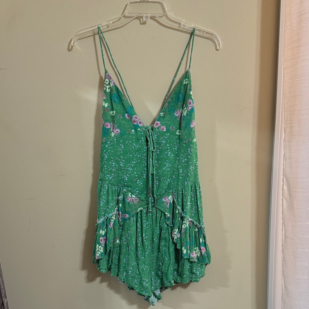 Free People Green Floral Romper